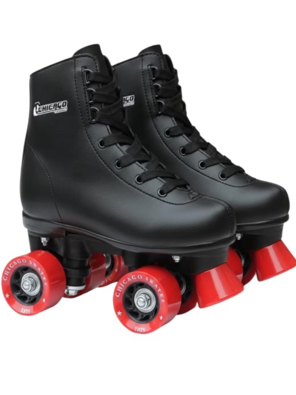 NWT Chicago Skates Men's Black and Red Classic Roller Skates - NO LACES